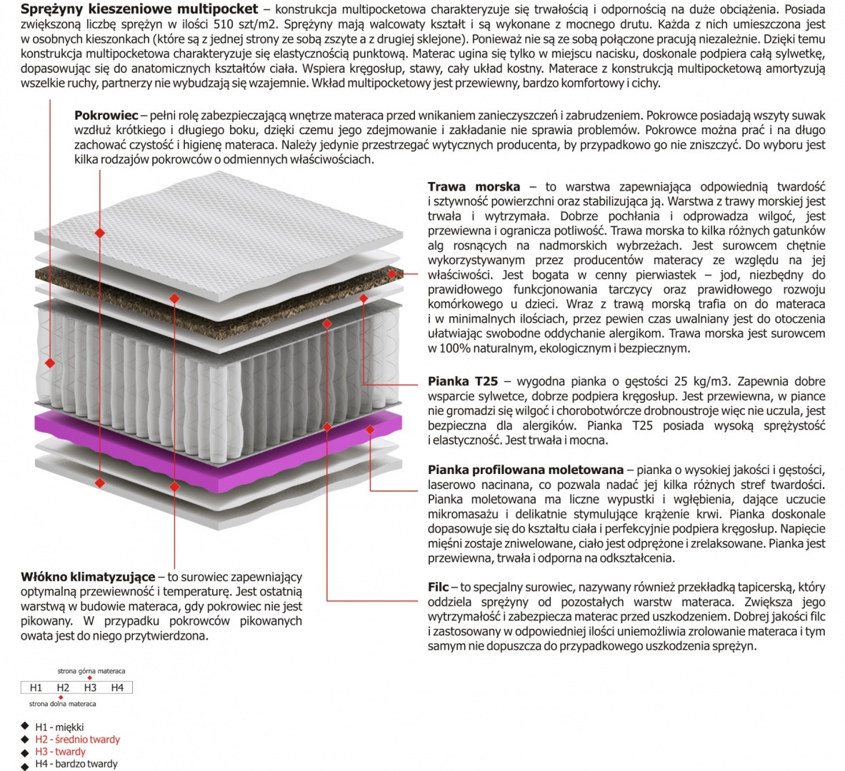 Materac Oskar Molet Multipocket 100x200 cm