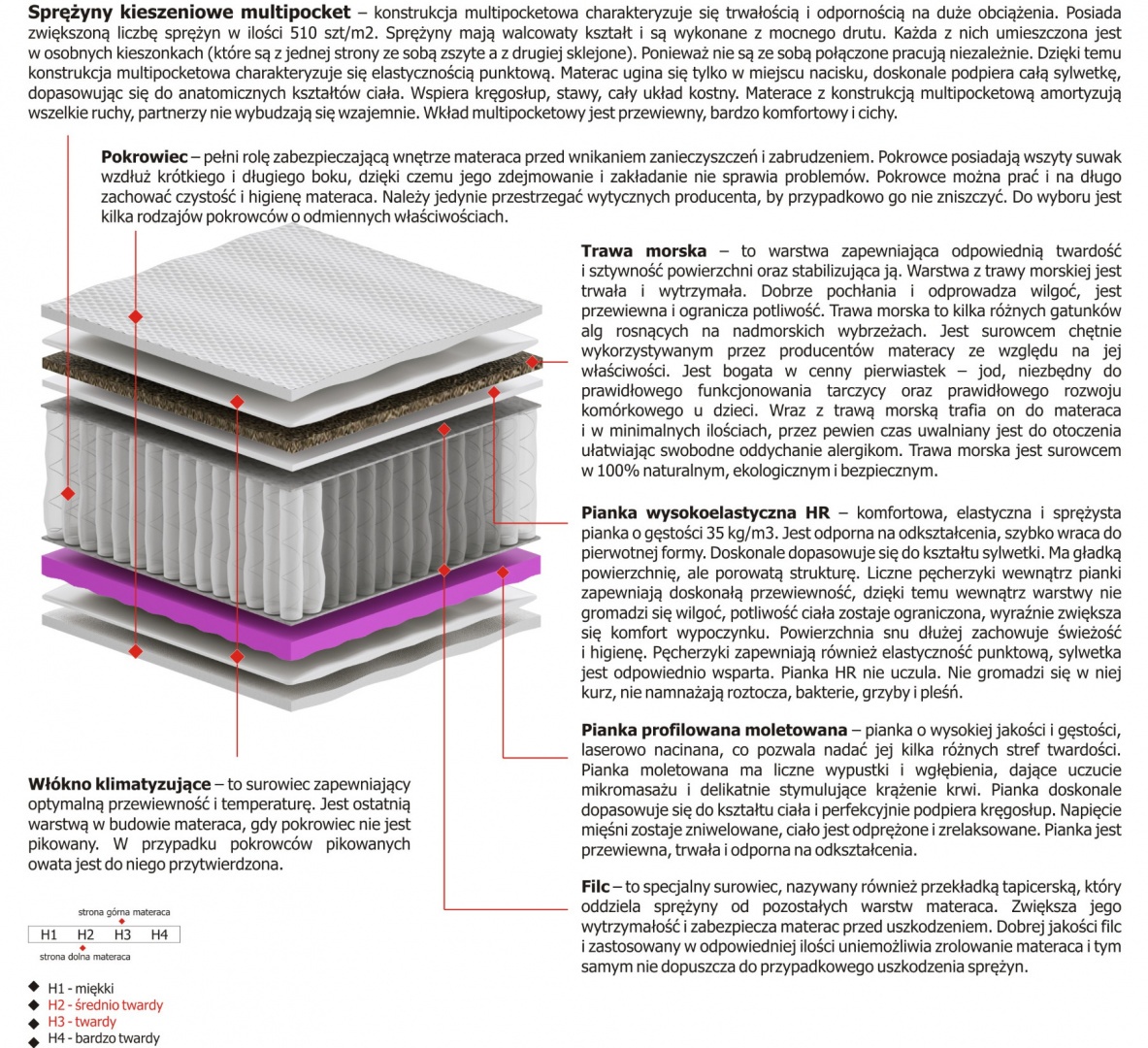 Materac Oskar Molet Multipocket 100x225 cm